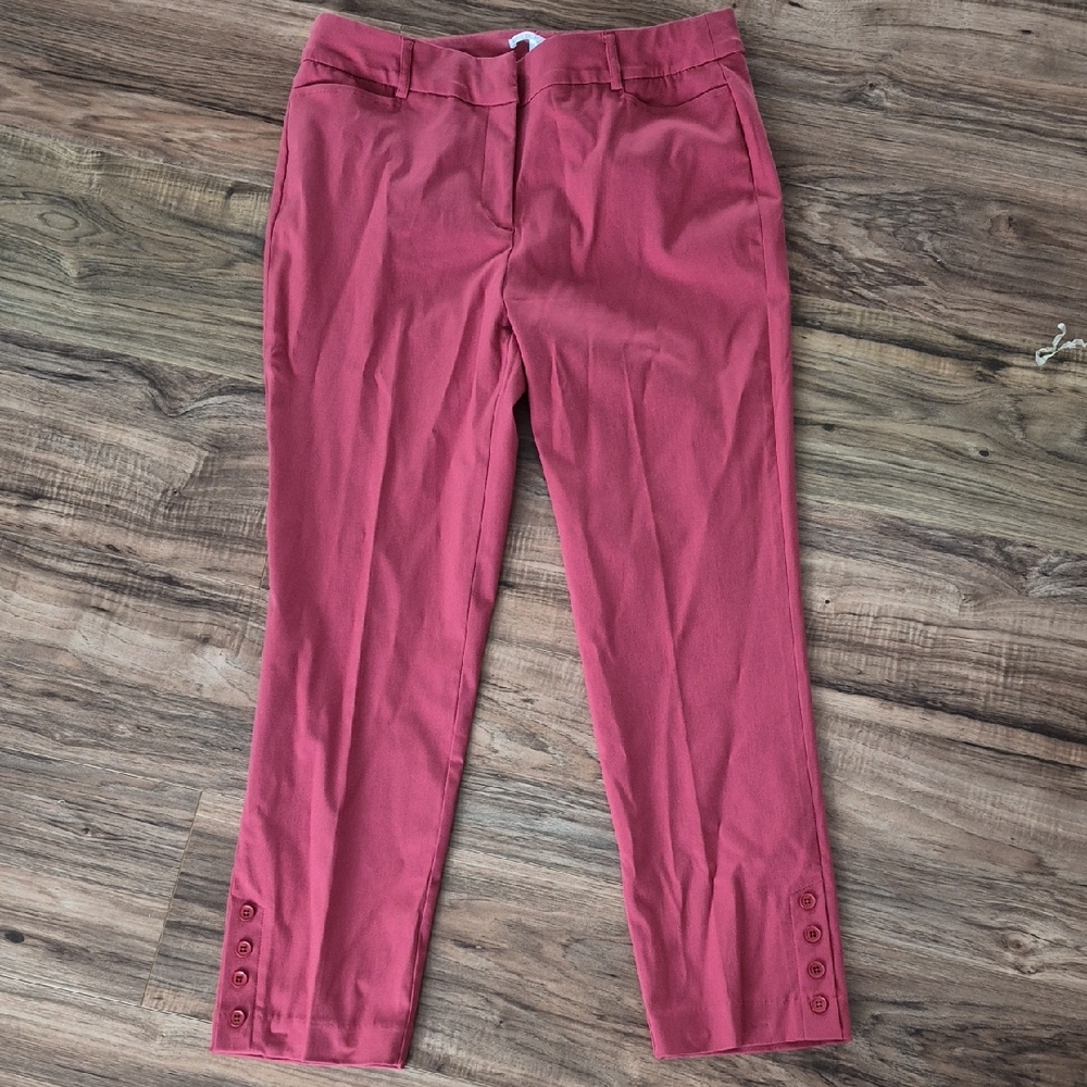 💙cleo Rose Straight-Leg Ankle Pants with Button Cuffs